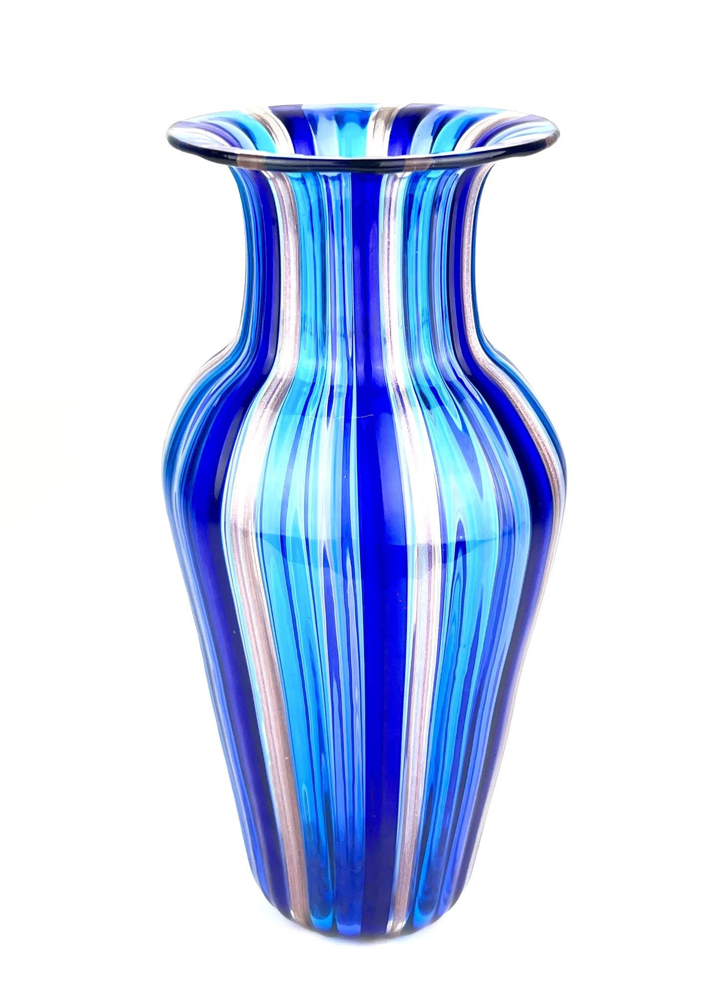 Vintage Blue Murano Glass Vase "Maratea" Made Murano Glass