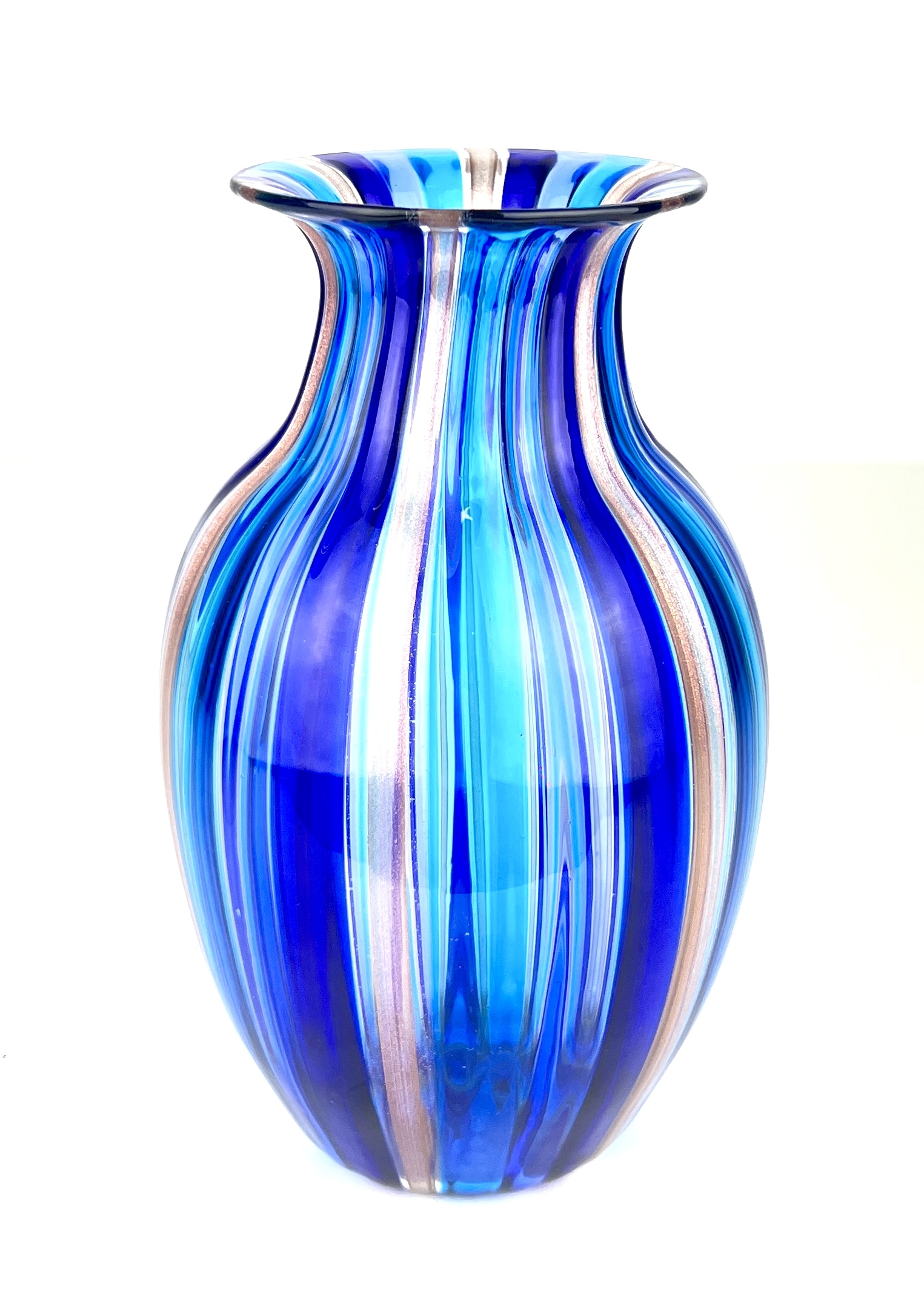 工芸品 Murano Glass Vase (Blue & Yellow) Murano Blue and Yellow Vase - Vintage Decor for Sale - Styylish