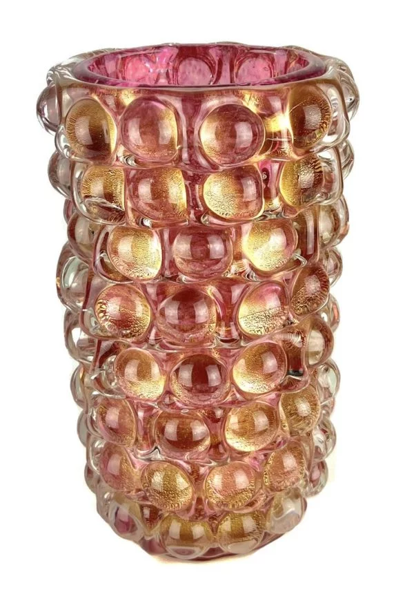 Sydney - Vaso In Vetro Di Murano Rubino Con "Bugne"