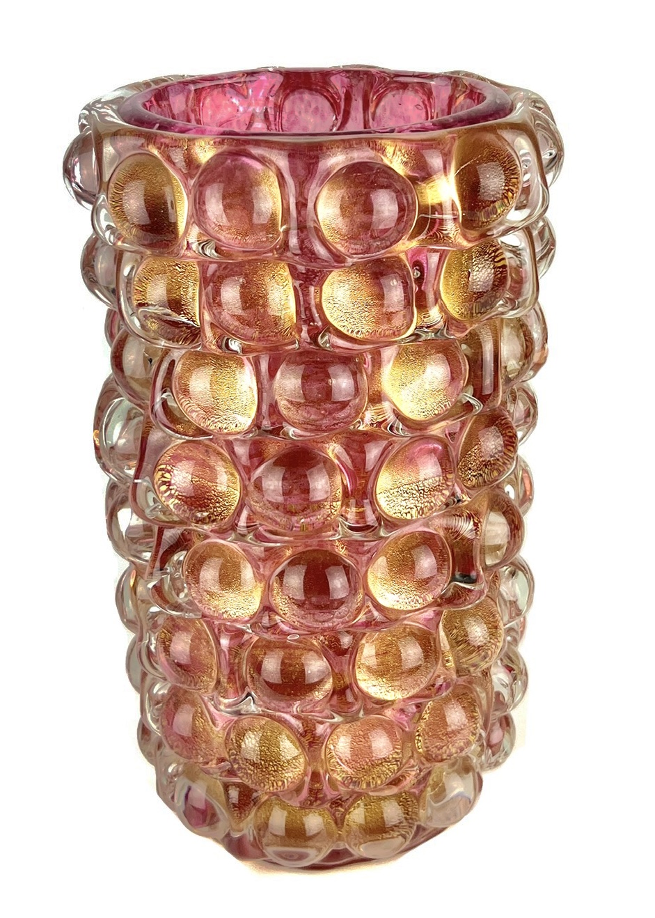 Sydney Rubin Murano Glass Vase With "Bugne" Made Murano Glass