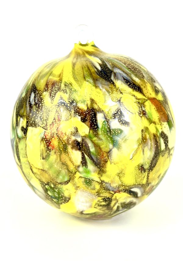 Spakada - Yellow Murano Glass Xmas Ball With Murrina Millefiori