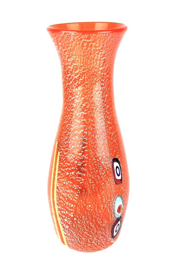 Sunset - Set Of Six Orange Murano Drinking Glasses With Jug 