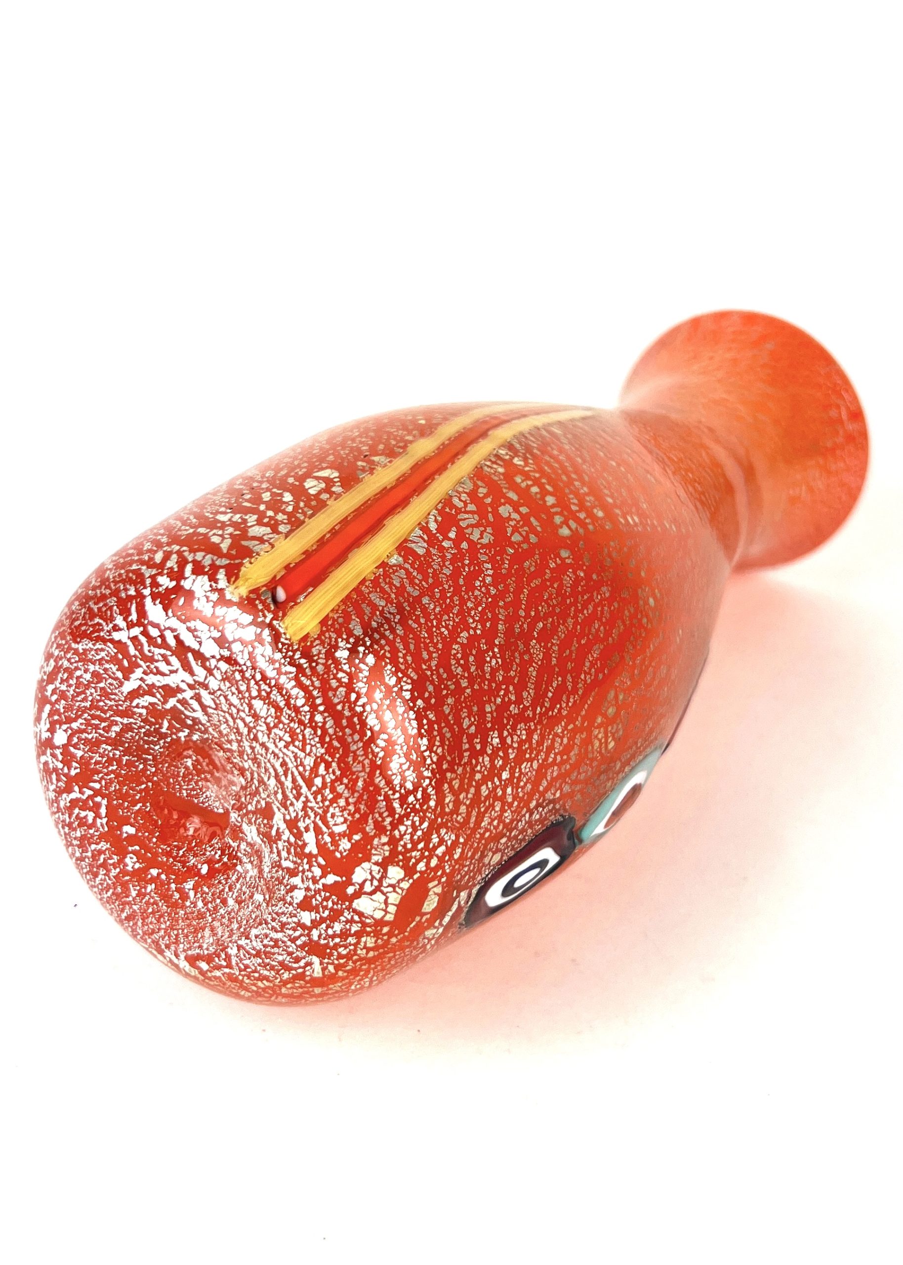 Sunset - Set Of Six Orange Murano Drinking Glasses With Jug 