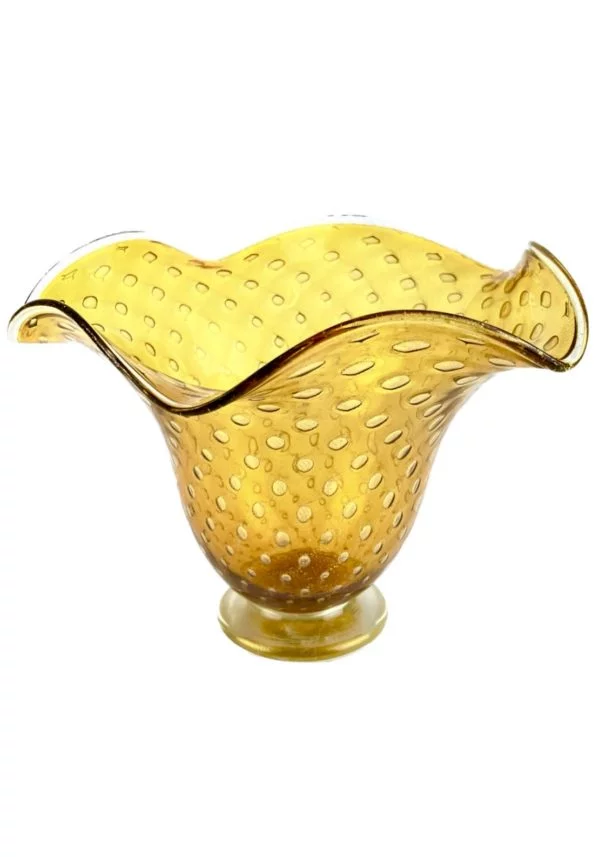 Nicola - Amber Murano Glass Bowl With Gold 24kt - Unique Piece 1/1