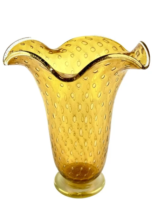 Nicola - Amber Murano Glass Vase With Gold 24kt - Unique Piece 1/1