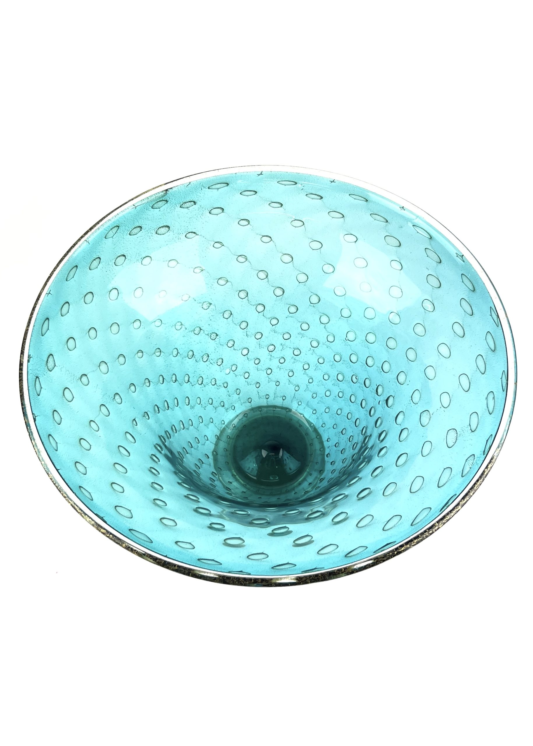 Severino Emerald Green Murano Glass Bowl With Gold 24kt Made Murano