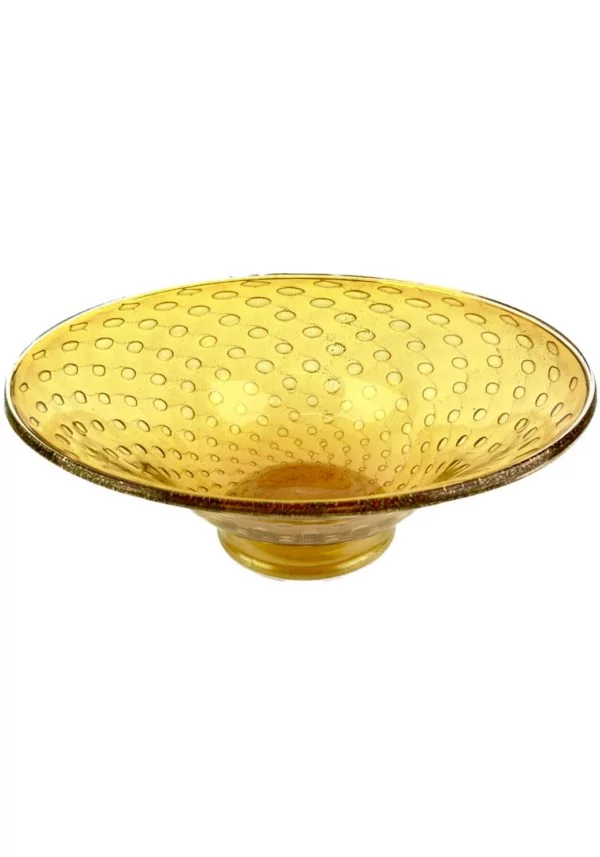 Severino - Amber Murano Glass Plate With Gold 24kt - Unique Piece 1/1