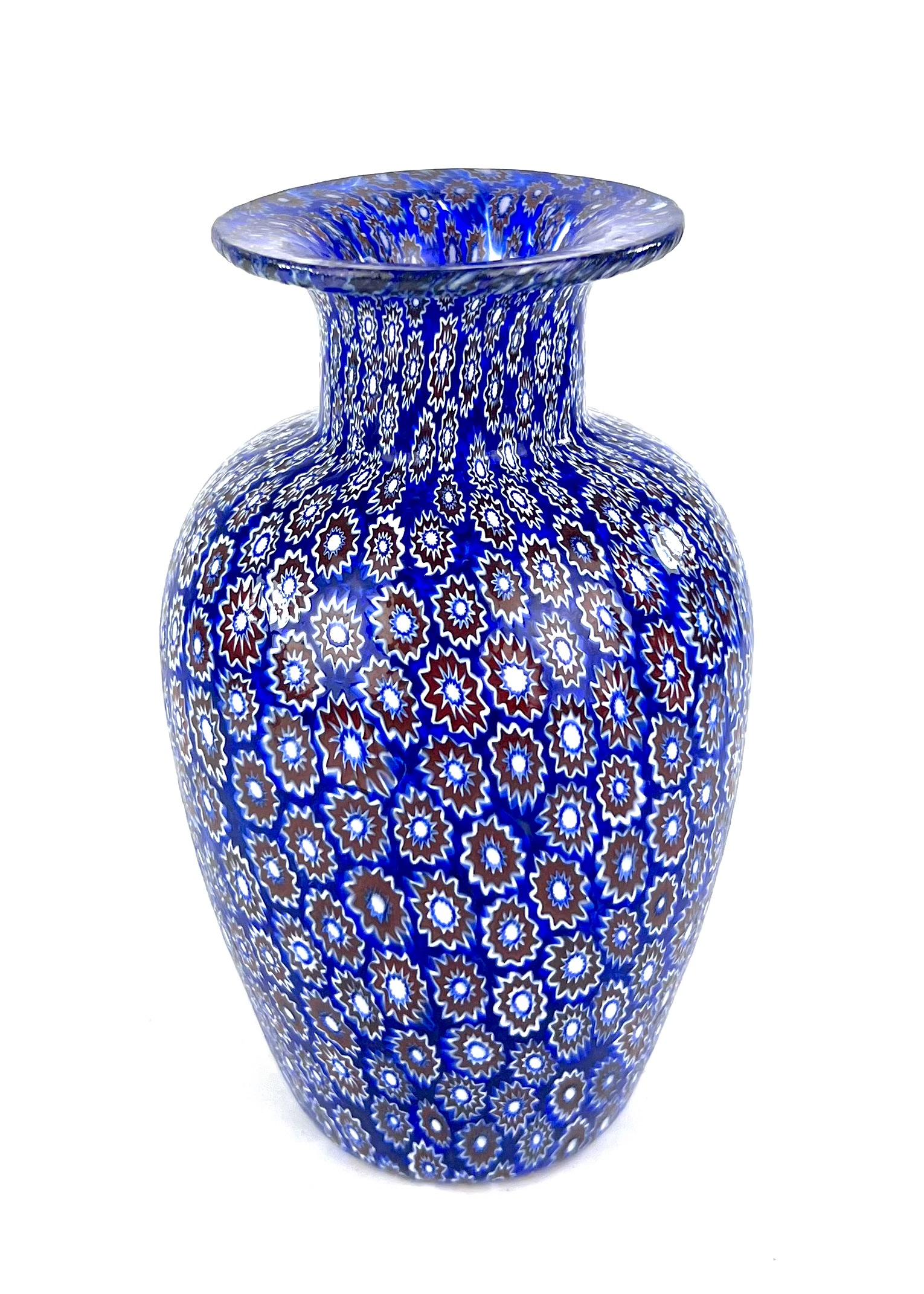 Dissette - Blue Murano Glass Vase With Murrina Millefiori