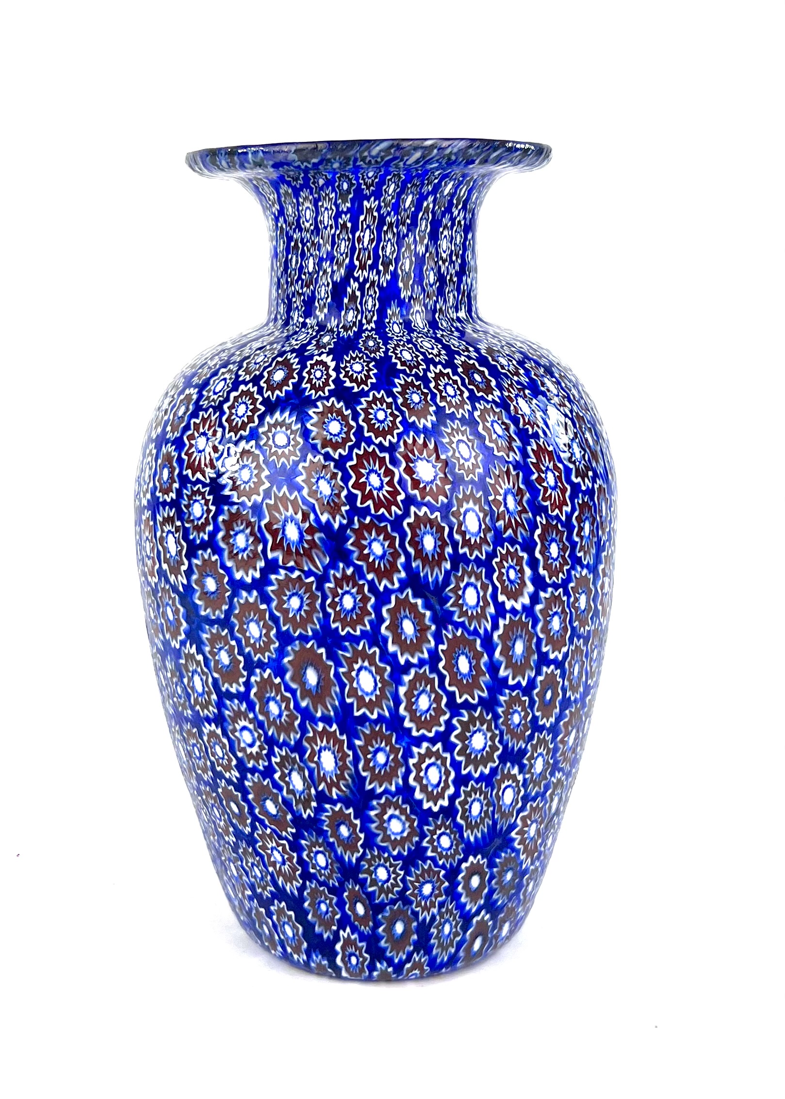 Dissette - Blue Murano Glass Vase With Murrina Millefiori