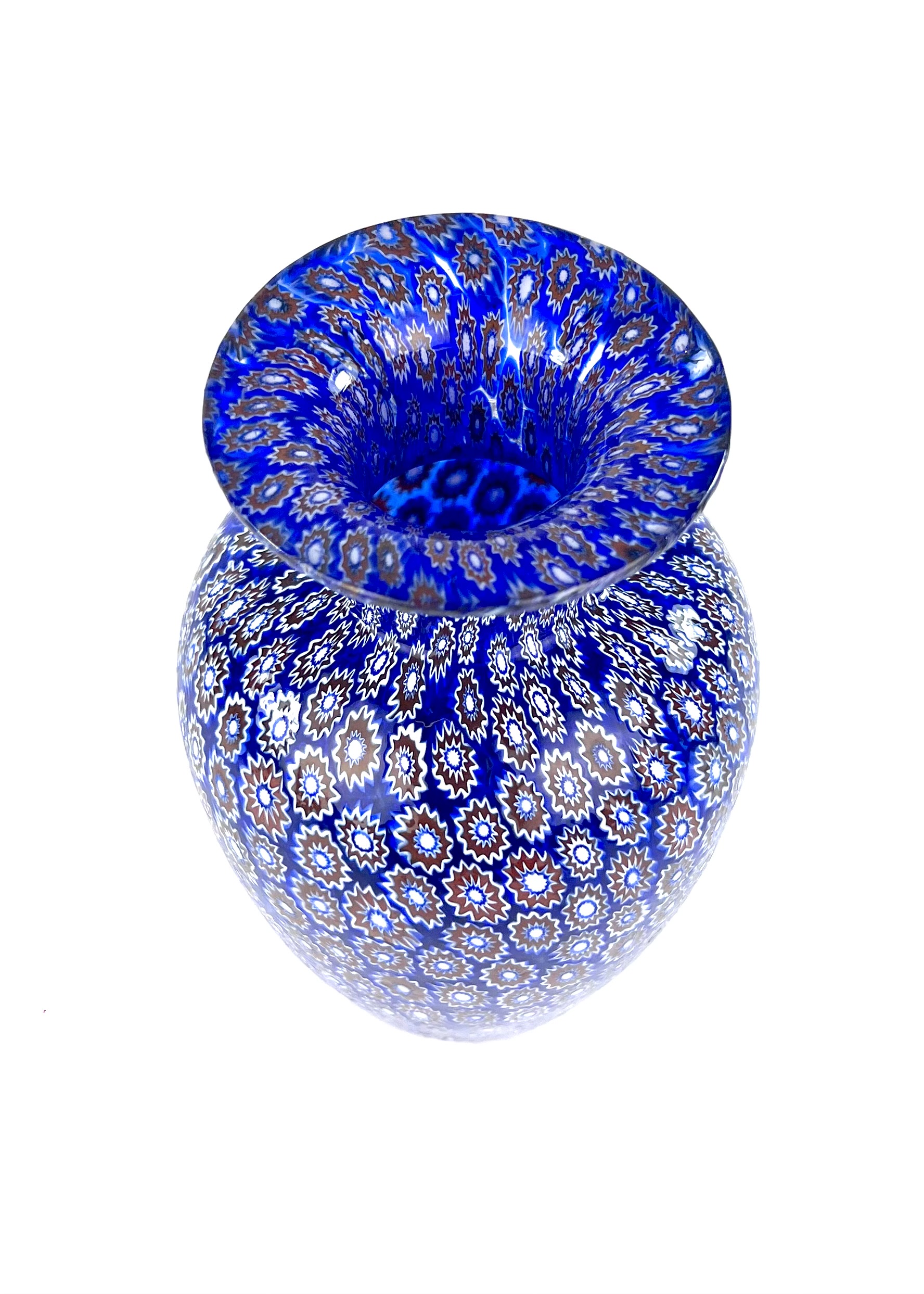 Dissette - Blue Murano Glass Vase With Murrina Millefiori