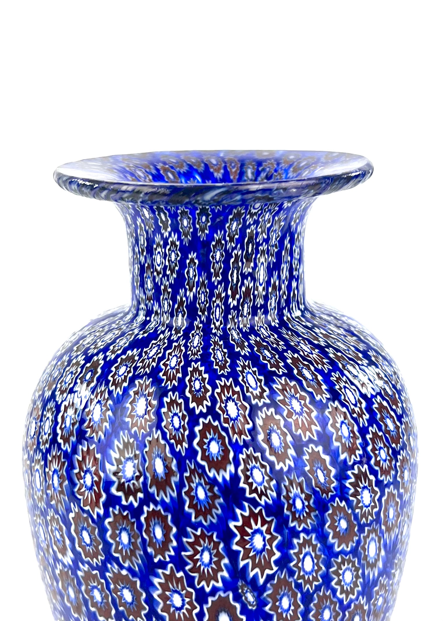 Dissette - Blue Murano Glass Vase With Murrina Millefiori 