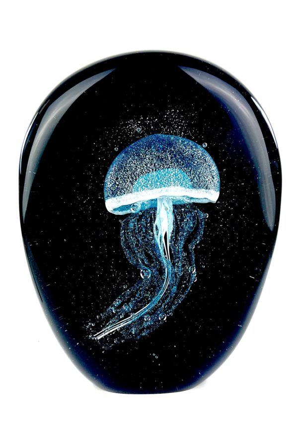 Olbia - Murano Glass Aquarium With Light Blue Jellyfish