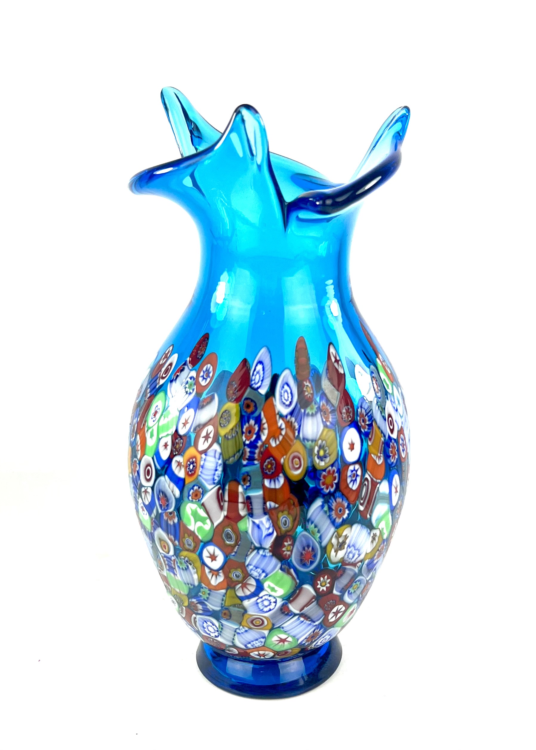 工芸品 Murano Glass Vase (Blue & Yellow) Murano Blue and Yellow