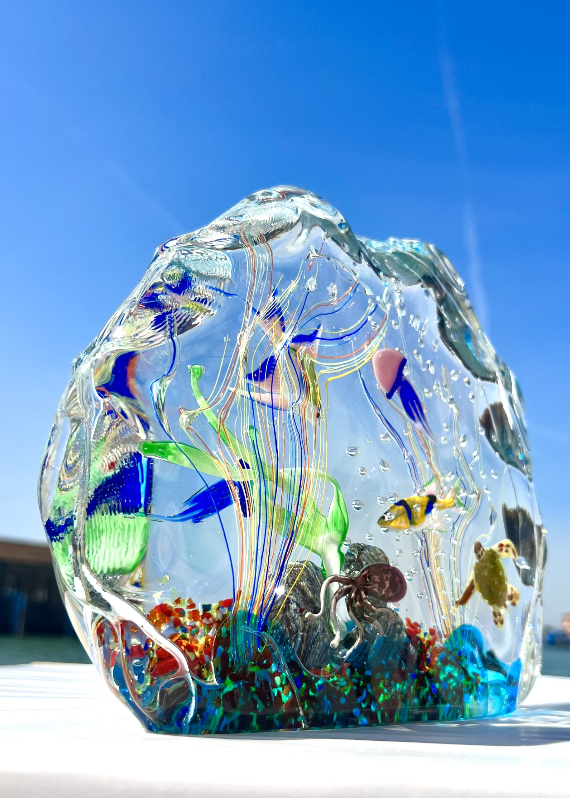 16 Mouth Blown Light Blue Tropical Fish Art Glass 16 Mouth Blown Light Blue Tropical Fish Art Glass