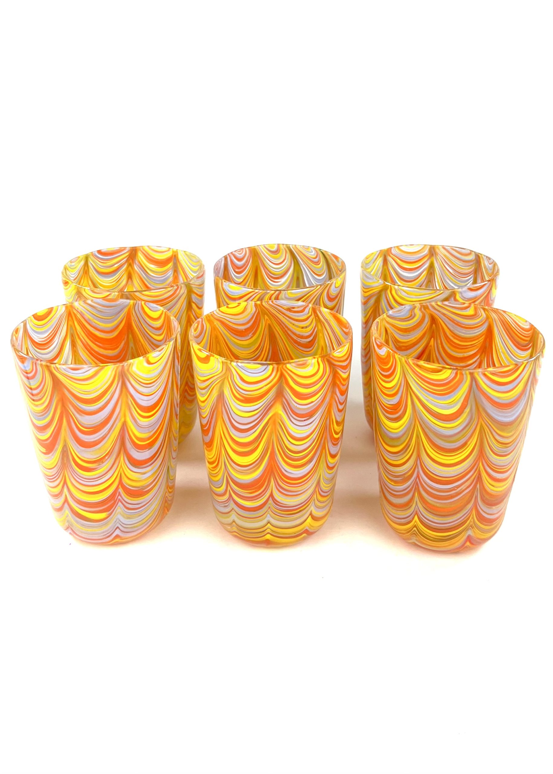 MURANO NASON MORETTI イエロー ライン オレンジ グラス MURANO NASON MORETTI イエロー ライン オレンジ グラス