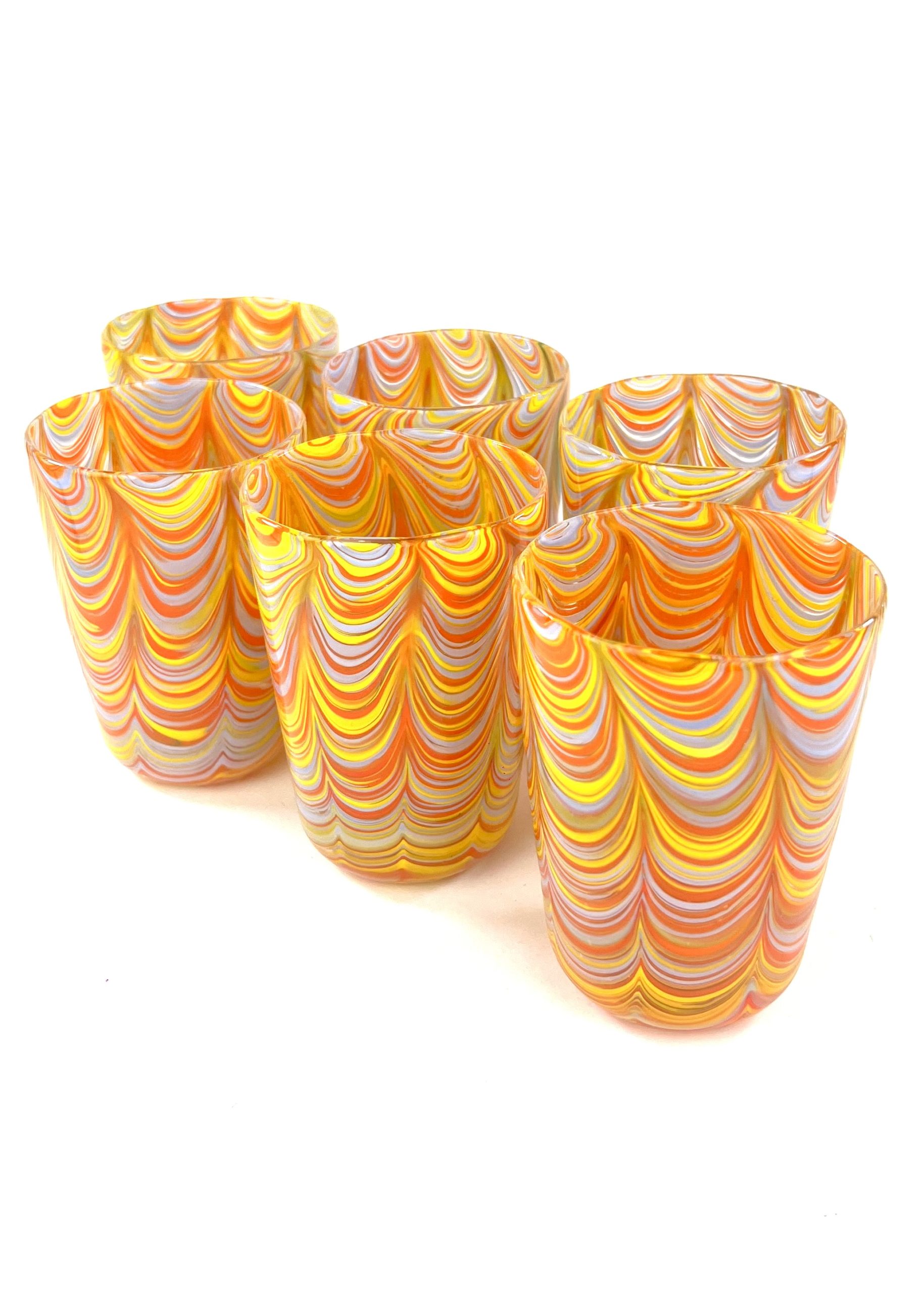 MURANO NASON MORETTI イエロー ライン オレンジ グラス MURANO NASON MORETTI イエロー ライン オレンジ グラス