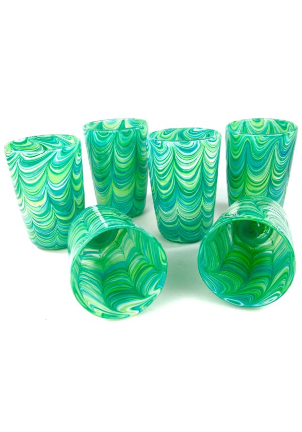 Happier - Set Of Six Green Murano Drinking Glasses "Tiny"