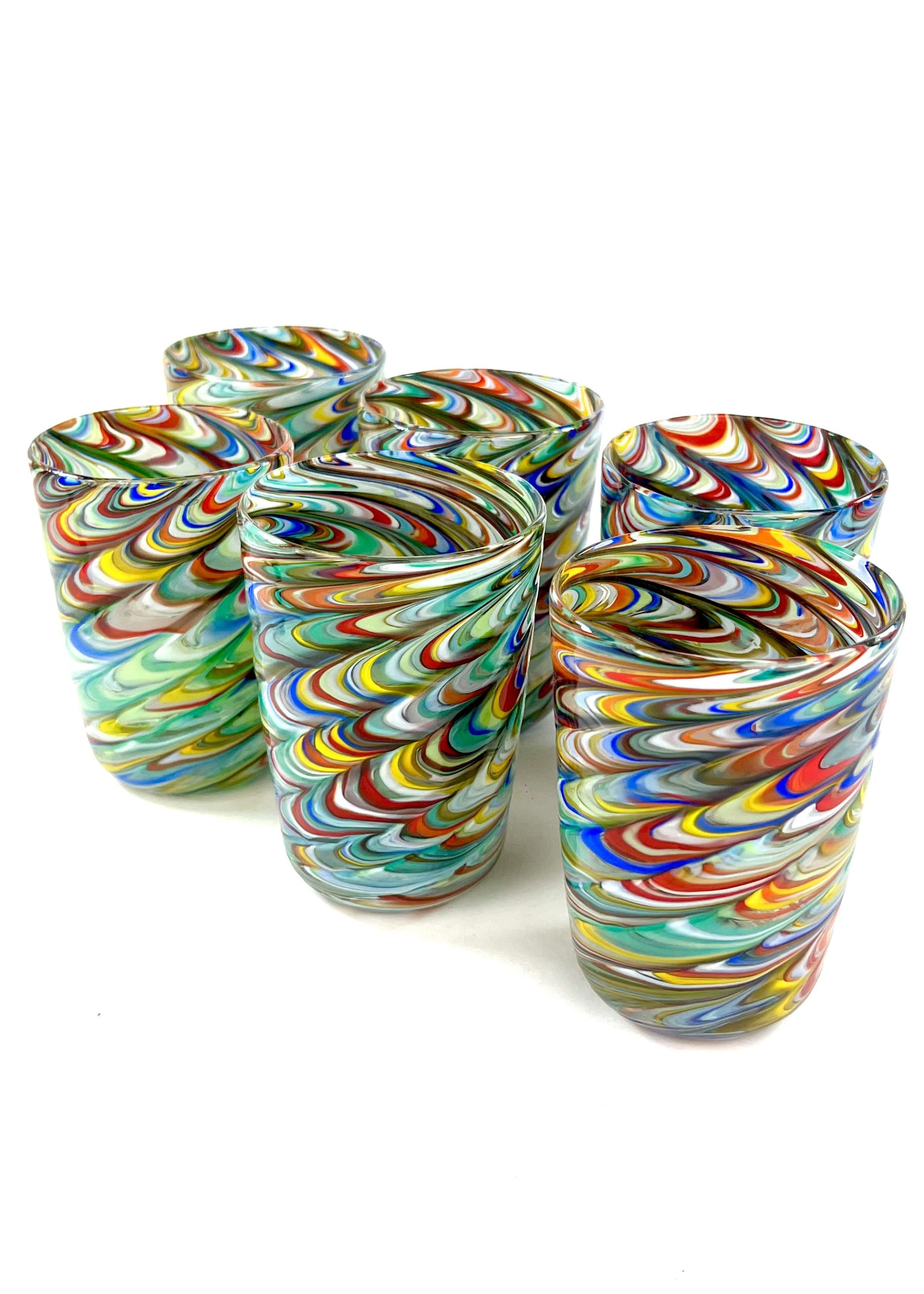 Happier - Set Of Six Multicolored Murano Drinking Glasses "Tornado ...