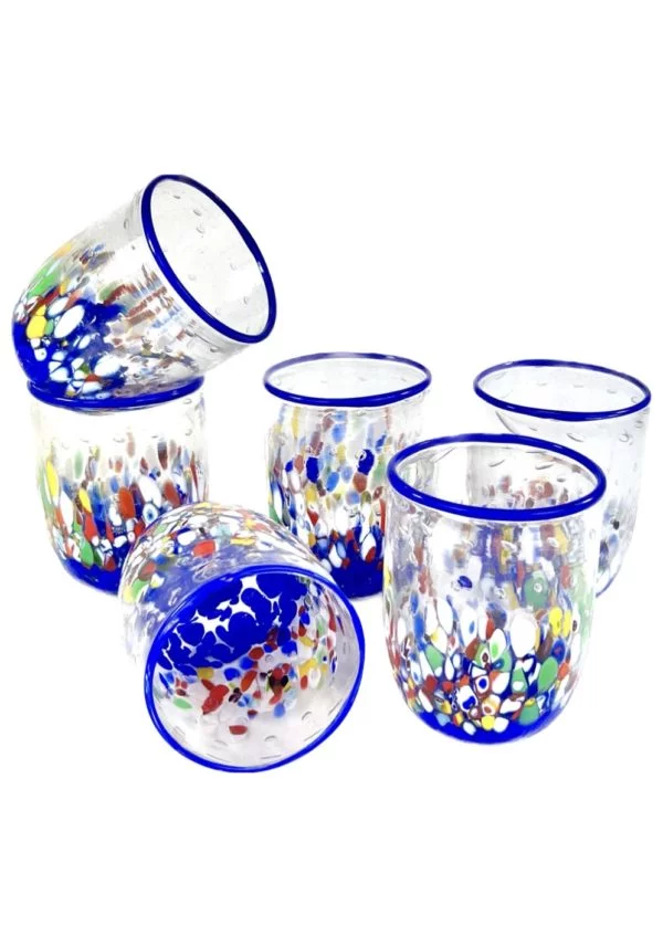 Set Of Six Blue Murano Drinking Glasses "Jesolo"