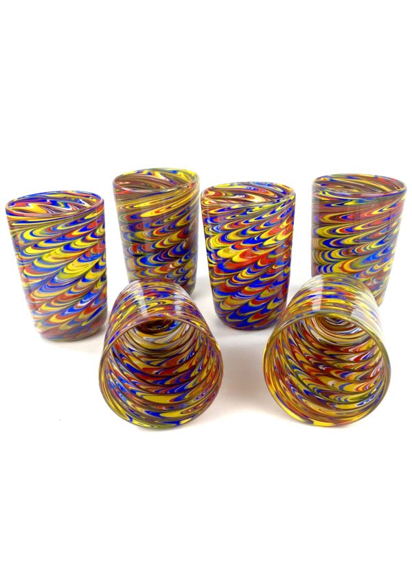 Happier - Set Of Six Amber Murano Drinking Glasses "Tornado"