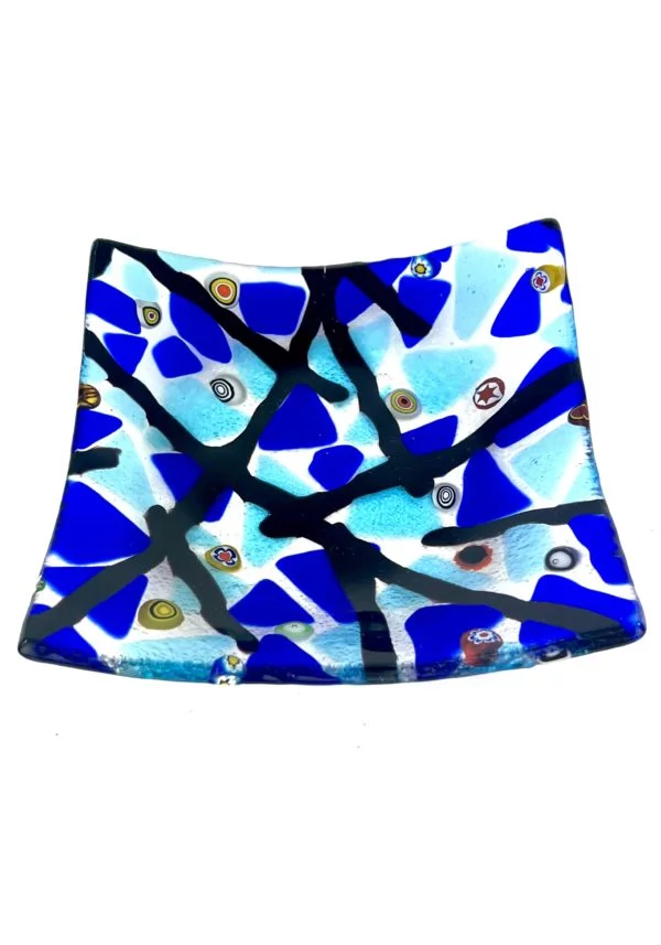 Liam - Blue And Light Blue Murano Glass Plate "Houston"