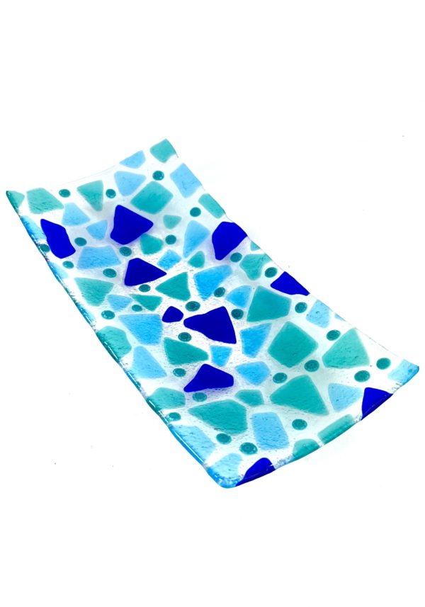 Jason - Blue Light Blue And Marine Green Murano Glass Plate "Dallas"