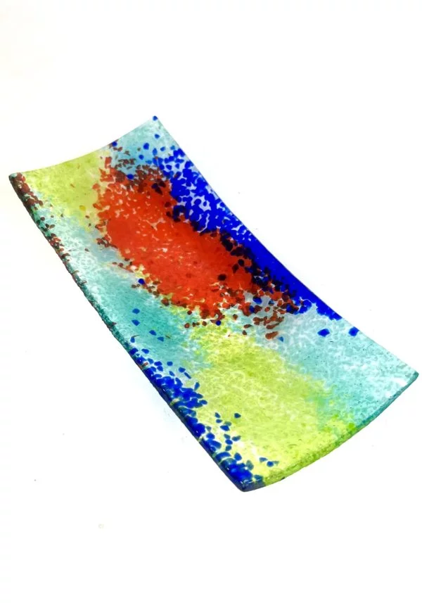 Thomas - Red, Blue, Green And Marine Green Murano Glass Plate "Austin"