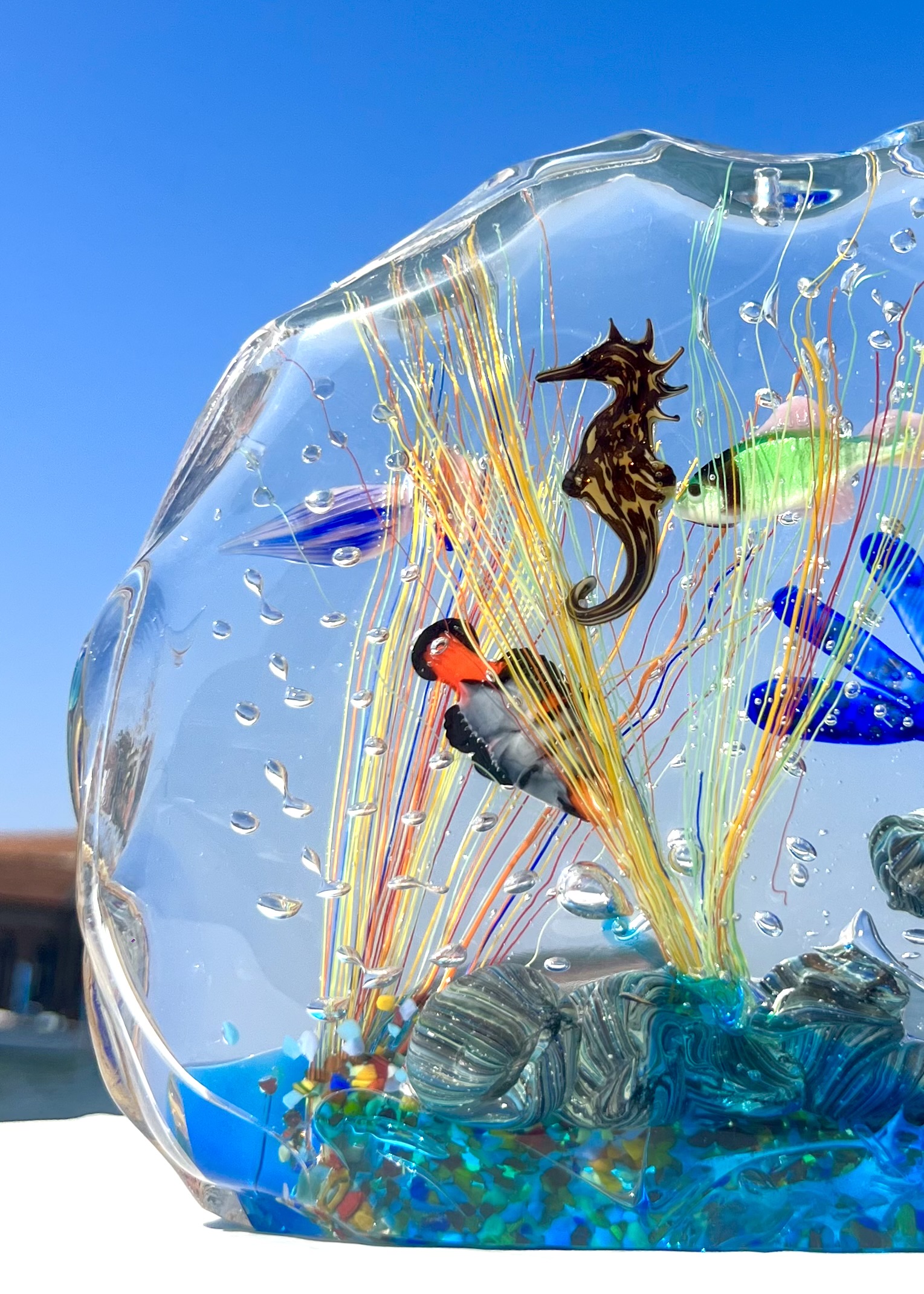 Danubio - Murano Glass Aquarium With 8 Elements