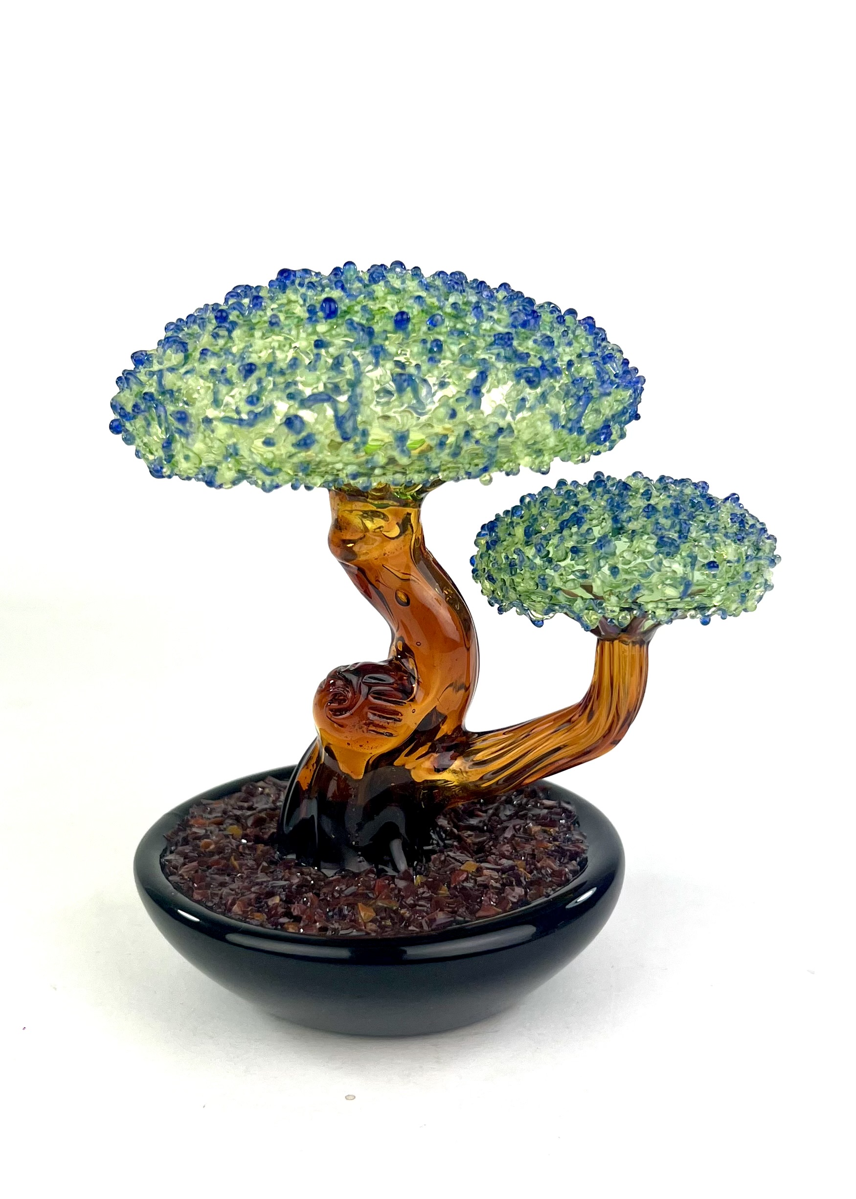 Pechino  Murano Glass Bonsai With Blue Decoration - 12x10cm (4,72x3,93inch) - Rubin