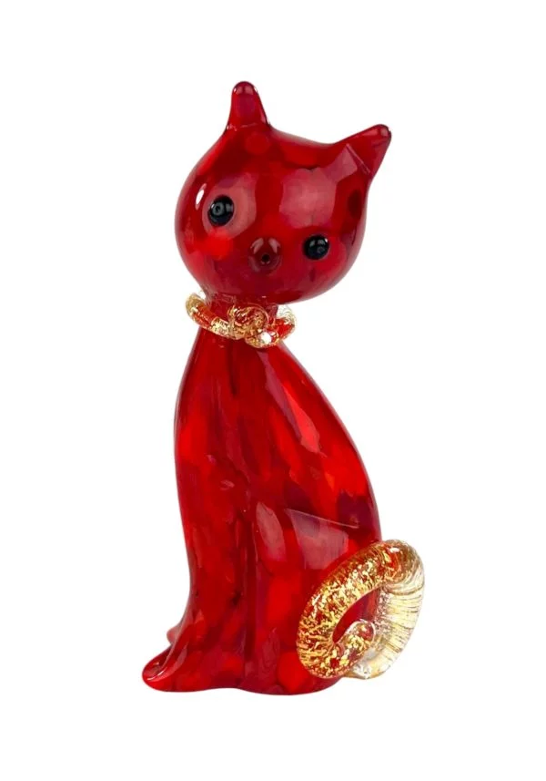 Silvestro - Red Murano Glass Cat With Mace
