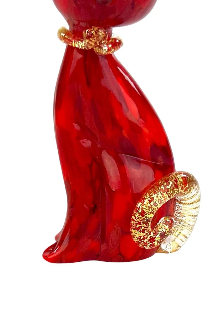 Silvestro - Red Murano Glass Cat With Mace