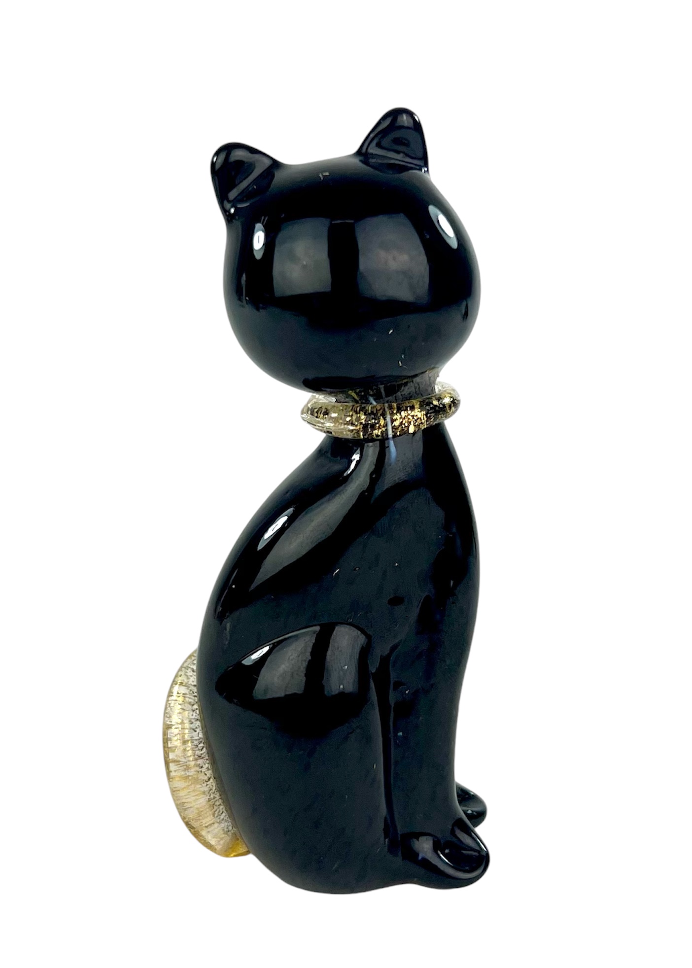 Silvestro Black Murano Glass Cat With Mace