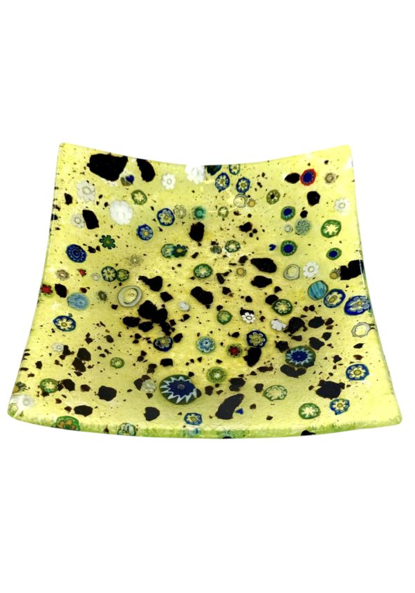 Liam - Yellow Murano Glass Plate "New York"