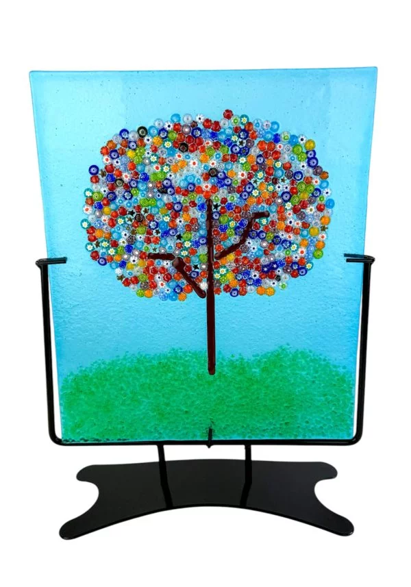 Light Blue Murano Glass Sculpture On Mount "Lugano"