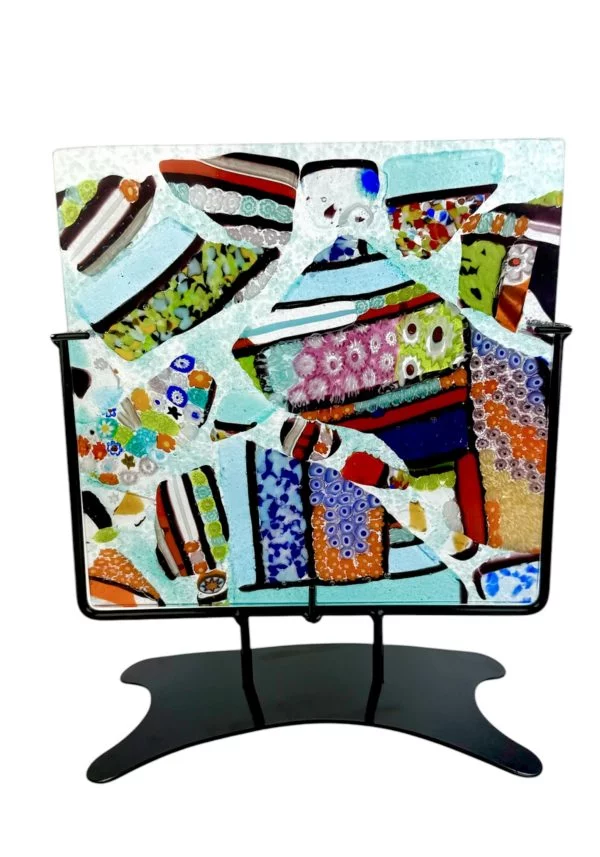 Exclusive Murano Glass Sculpture On Mount "Patchwork" - Unique Piece 1/1
