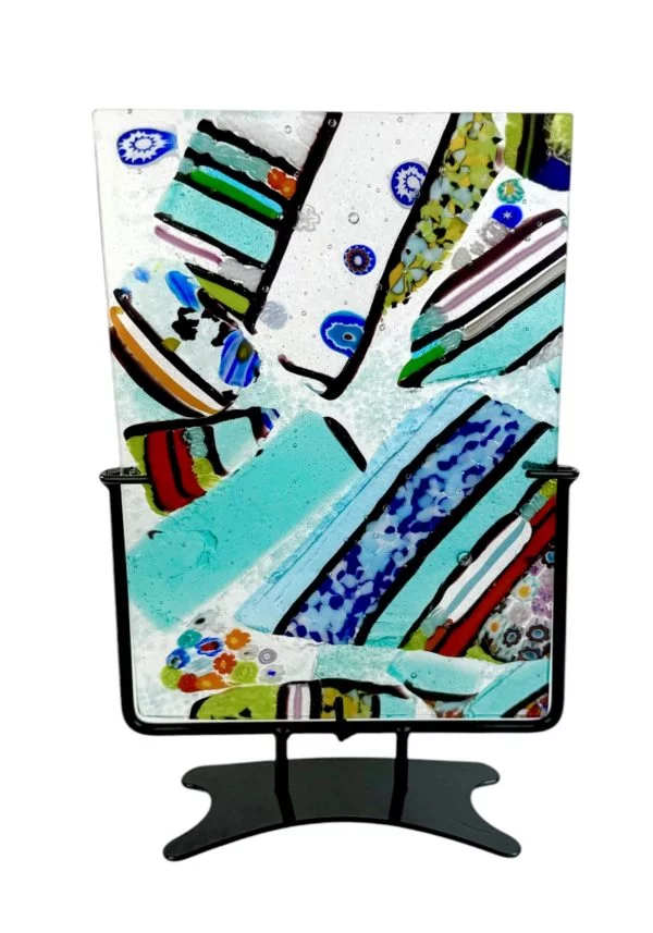 Murano Glass Sculpture On Mount "Patchwork" - Unique Piece 1/1