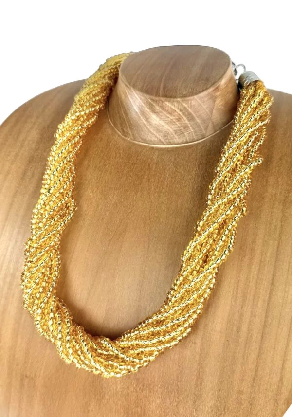 Torchon - Gold Murano Glass Necklace With Pearls Conterie