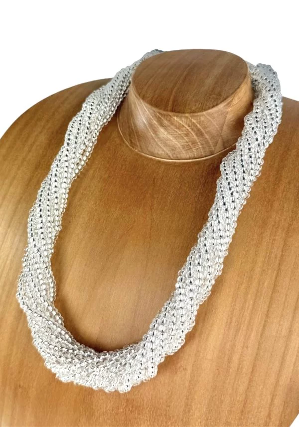 Torchon - Silver Murano Glass Necklace With Pearls Conterie