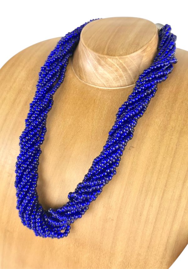 Torchon - Blue Murano Glass Necklace With Pearls Conterie