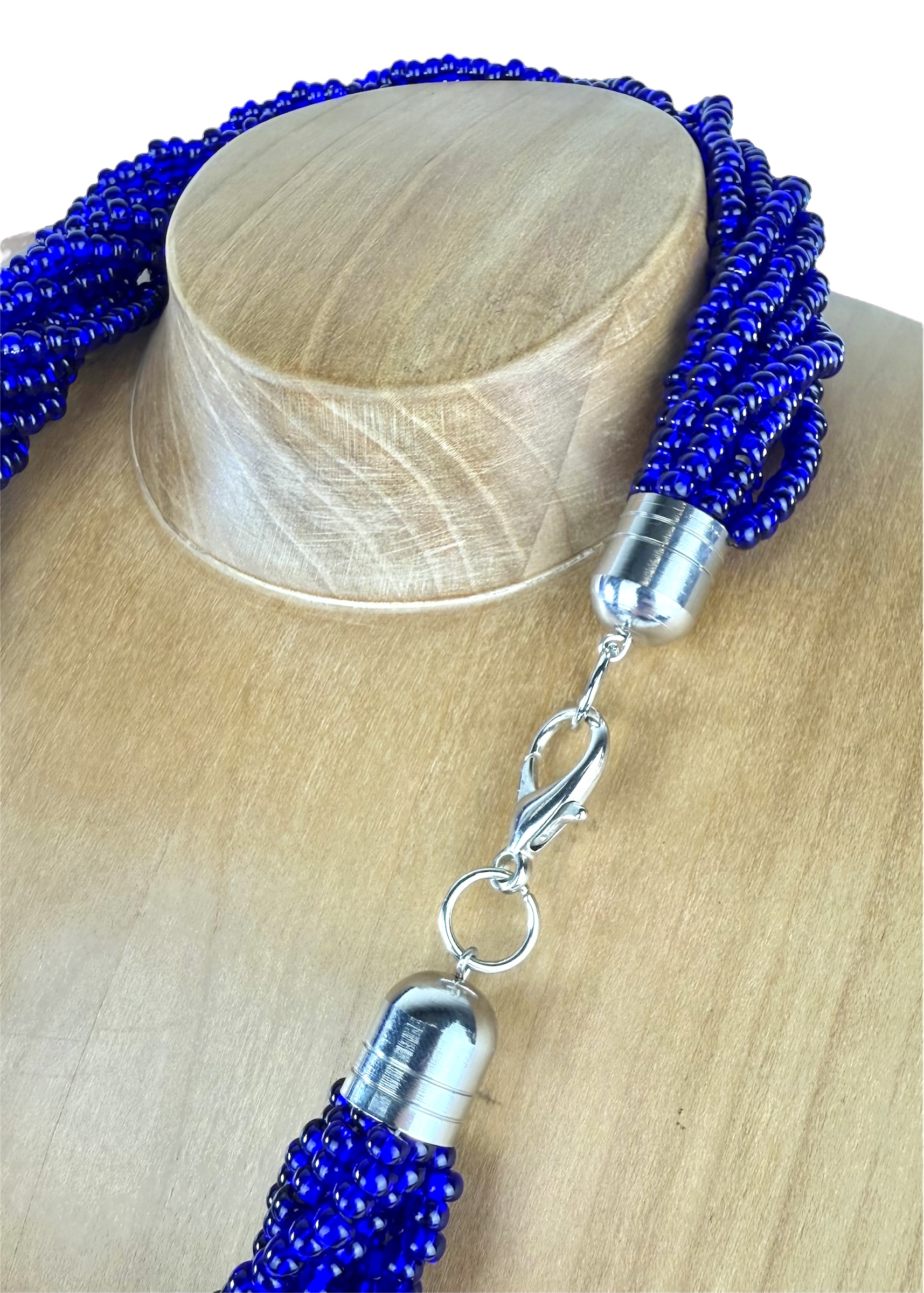 PEARL BEAD NECKLACE W/GLASS BEADS LIGHT BLUE PEARL BEAD NECKLACE W/GLASS BEADS LIGHT BLUE