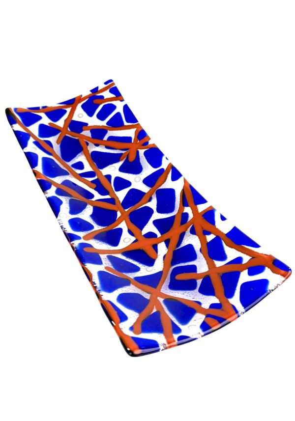 Thomas - Blue Murano Glass Plate With Red Kanne "Houston"