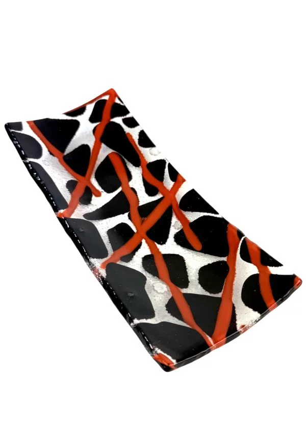 Thomas - Black Murano Glass Plate With Red Kanne "Houston"