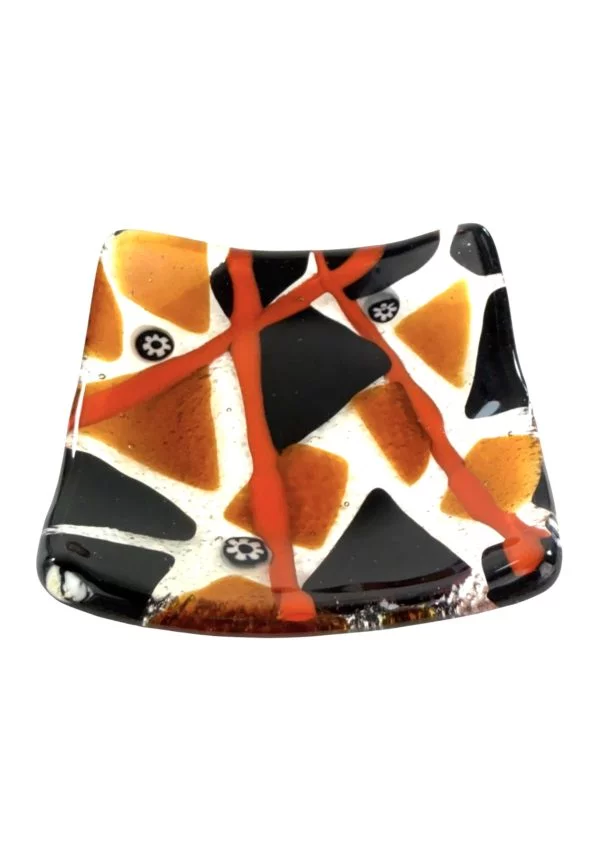 Liam - Black And Amber Murano Glass Plate With Red Kanne “Houston”