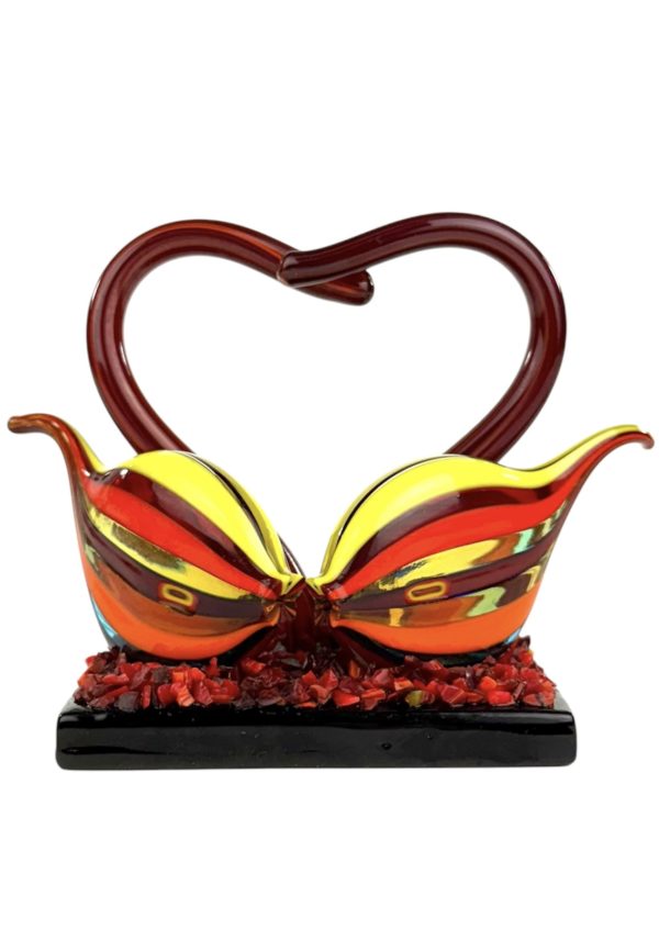 Paris - Red Murano Glass Aquarium With Two Tropical Fish