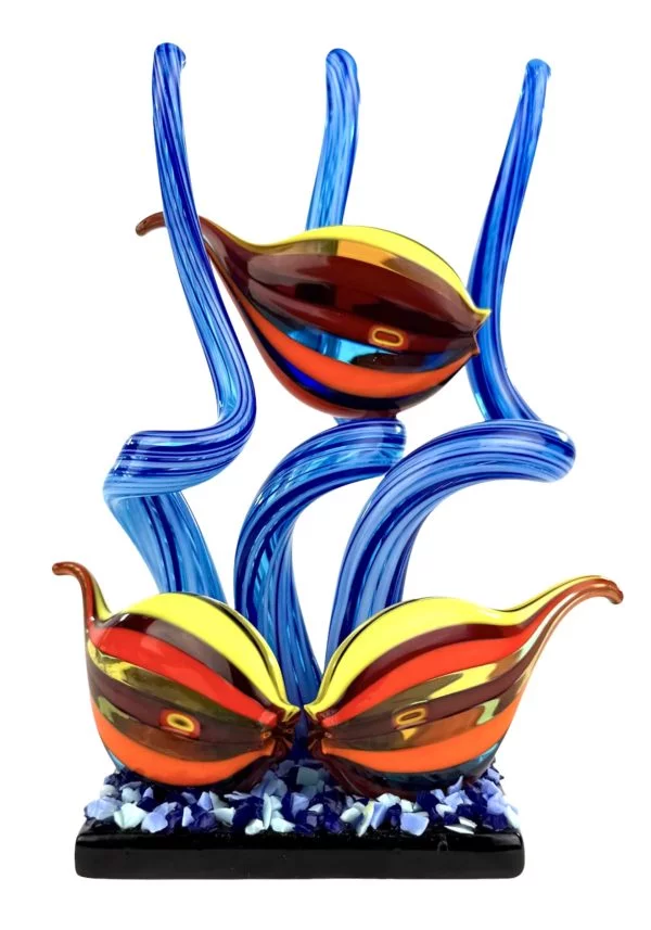 Maiorca - Blue Murano Glass Aquarium With Three Tropical Fish