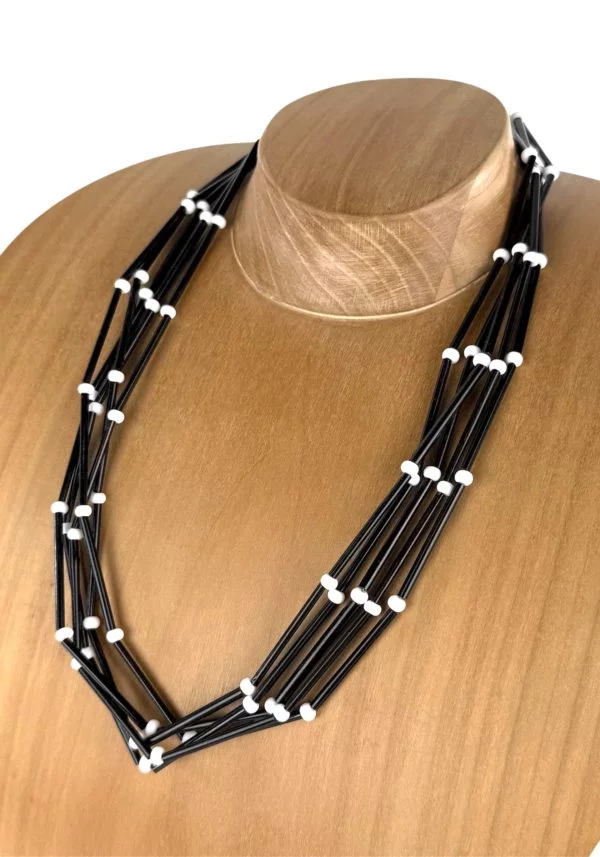 Alessia - Black And White Murano Glass Necklace