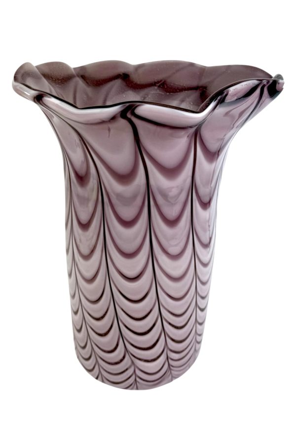 Timelek - Amethyst Murano Glass Vase "Fenicio" With Silver