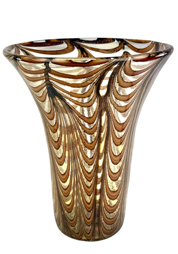 Corfu - Amber Murano Glass Vase "Fenicio" With Silver
