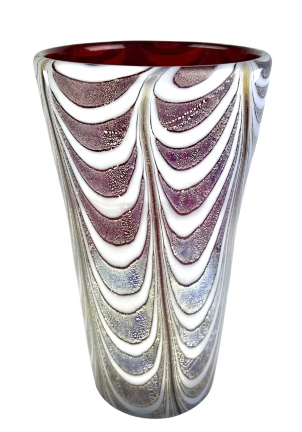 Zante – Red Murano Glass Vase “Fenicio” With Silver