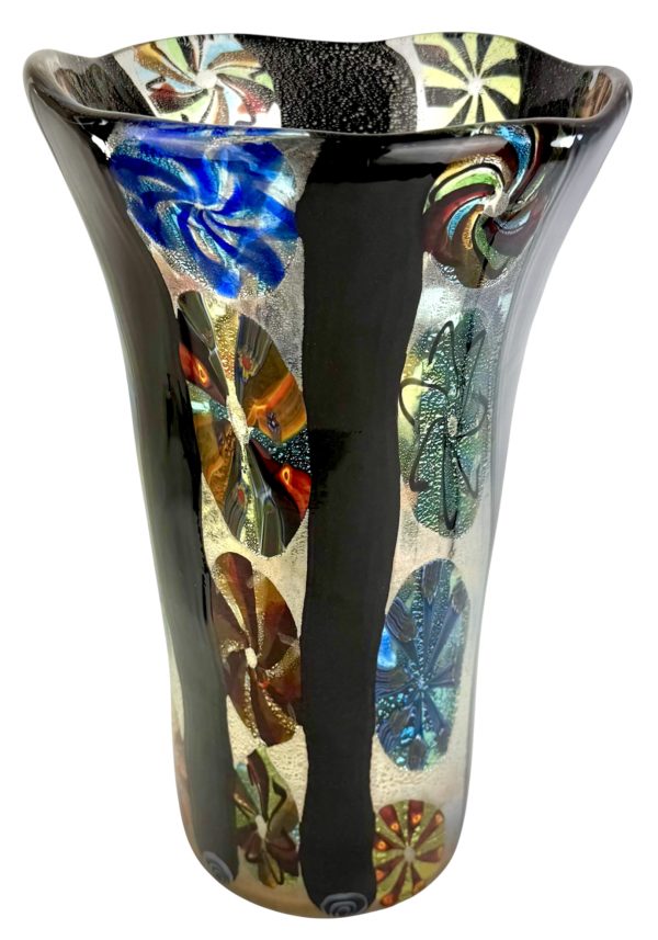 Mykonos - Mosaic Murano Glass Vase With Silver